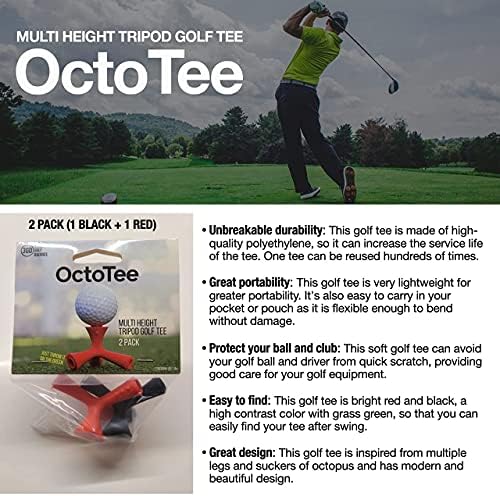 OctoTee, унисекс-гъвкава Штативная цветна гумена фланелка за голф, за възрастни с различна височина, опаковка от 2