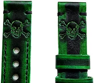 NICKSTON Зелен и черен каишка с кръстосани кости под формата на Черепа, който е съвместим с умни часовник Huawei Watch GT 2 и GT 46 мм и