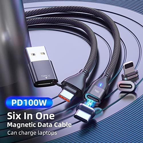 Кабел BoxWave е Съвместим с Sony Xperia 1 IV (кабел от BoxWave) - Кабел MagnetoSnap PD AllCharge (100 W), Кабел за зареждане Magnet PD 100 W USB Type-C Micro USB за Sony Xperia 1 IV - черно jet black