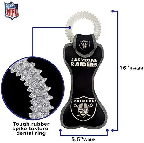 Pets First NFL Las Vegas Raiders Футболна паста за играчка за кучета с вградена пищалкой, най-Безопасна Гумена четка за зъби за никнене на млечни зъби, цвят на екип, (OAK-3310), 14 x 5