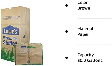 Торбички за косене на трева и отпадъци от кафява хартия Lowe ' s обем 30 литра за дома и градината (10 броя), големи (LOWESLL)
