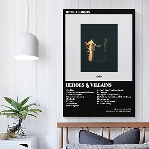 Метро Boomin Плакат на Герои и Злодеи Корица на албума Limit Плакат за стая Естетически Плакати и Отпечатъци върху платно Стенни Художествени Плакати за спални 16x24 инча (