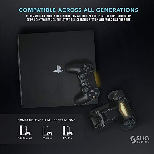 Зарядно устройство за игрален контролер Sliq за PS4 зарядно устройство с ac адаптер QPower - Пълно зареждане за 1 час - PlayStation 4