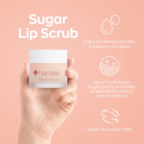 Hanalei Захарен ексфолиант за устни и грижа за устните в персиково-розов комплект | е Изработен от захарна тръстика-сурови и