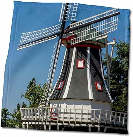 Вятърна мелница 3D Rose в холандската село Нелис. Холънд, Мичиган, САЩ. Кърпа TWL_208395_1, 15 x 22, Бяло
