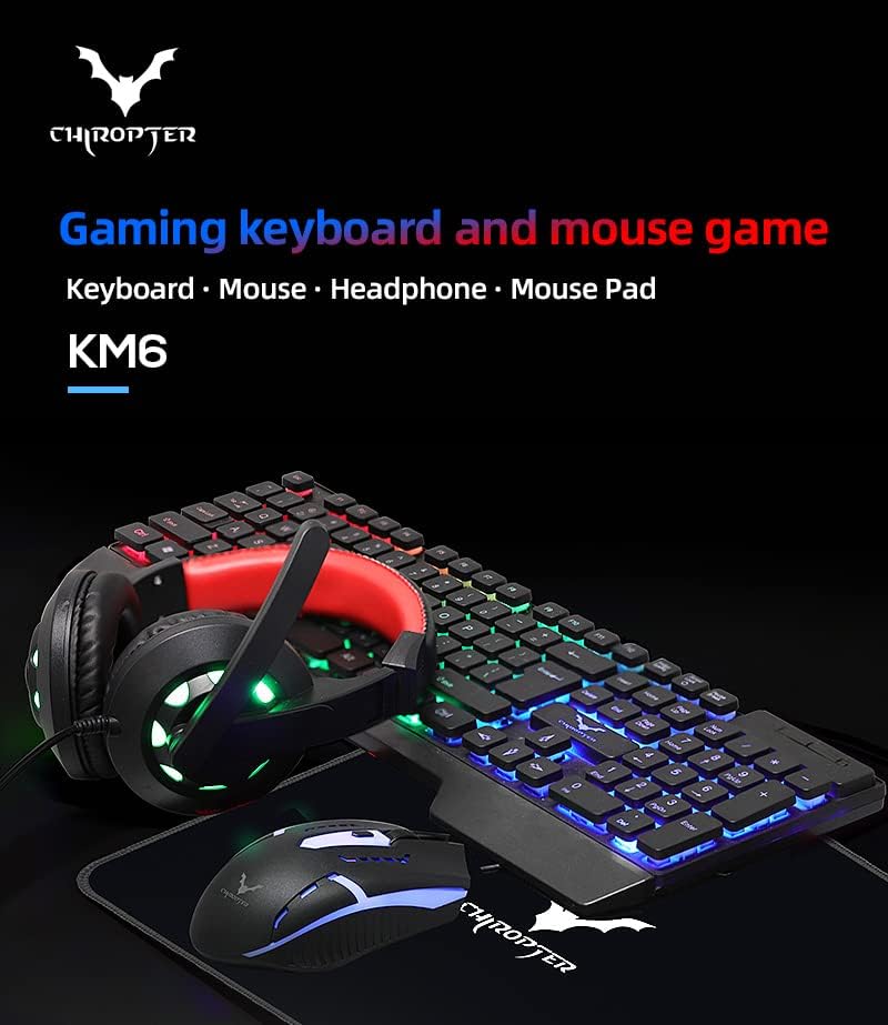 Детска клавиатура и мишка, както и подложка за мишка и детска слушалка с жична led RGB подсветка за PC геймъри и потребители