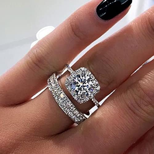 Годежен пръстен за жени, елегантни брачни халки, модни обещающие пръстен, пръстен с кубическим цирконием квадратна форма, диамантен пръстен,