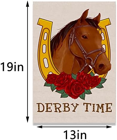 Градински Флаг Време на Дербито, Кентуккийский състезание на Рози, конни Надбягвания, Вертикално Външно Украса на Двора Двоен размер