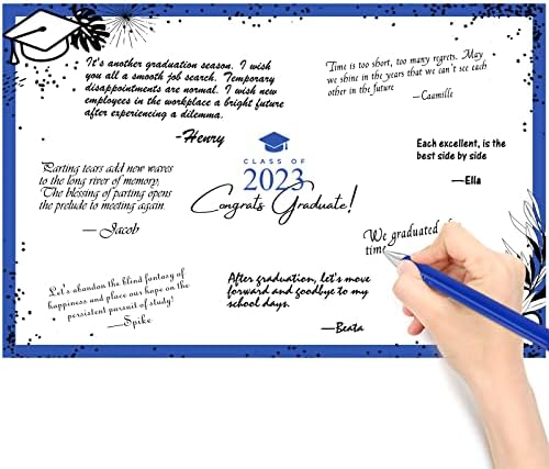 Аксесоари за абитуриентски партита 2023 година Бижута - Дъска за книга за гости с надписи и химикалка за подпис, 50 Карти с препоръки за освобождаване