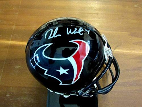 Дешон Уотсън, Квотербек № 4 Хюстън Texans, Подписано Автоматичен Мини-Каска Jsa - Мини-Каски NFL с автограф