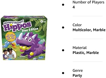 Настолна игра Hungry Hungry Hippos Дино Издание, играта за предучилищна възраст от 4 години и повече; За 2-4 играчи (специално