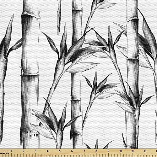 Бамбук плат Ambesonne с Принтом в двора, Стъбла Екзотични растения, Листа на Тропическите гори, Тропически Вибрации, Декоративна тъкан за
