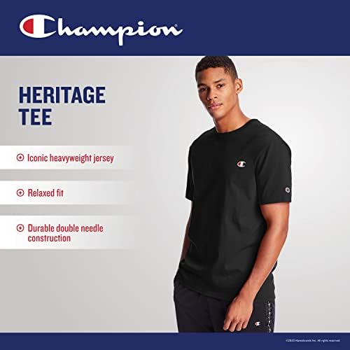 Мъжки памучен тениска Champion's Heritage, Тениска с кръгло деколте, Класически памучен тениска в тежка категория, по образец