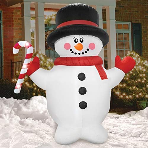 Снежен човек AIRFORMZ височина 7,5', Led Светлини, Коледни Надуваеми Играчки, Външна Декорация, Надувное Украса на Двора