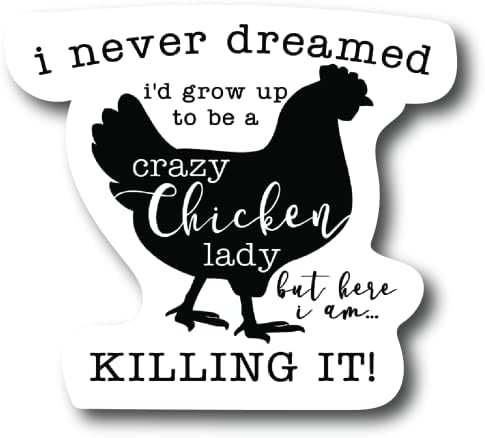 2 Опаковки Crazy Chicken Lady Забавен Стикер 4. in Стикер за Бронята на Автомобила, Лаптоп, Винил Ламиниран Стикер, Произведено в САЩ |PS590|