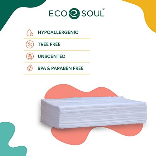 ECO SOUL Бамбук кърпа за лице премиум клас Cube Box 1200 Броя | 12 опаковки по 100 броя | Гипоаллергенная, дългогодишна,