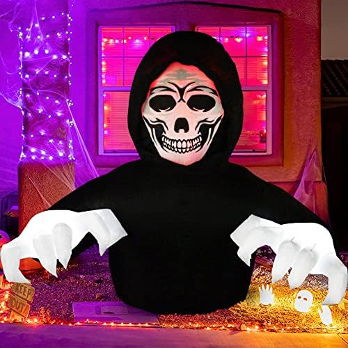 Надуваеми играчки за Хелоуин 8 ФУТА Grim Reaper за декорация Хелоуин на открито, Надуваеми Декорации за Двор с led светлини, Ужасяващи