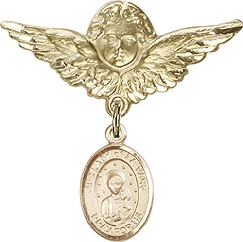 Детски икона Jewels Мания за талисман на Дева мария ла Ван и пин Ангел с крила | Детски иконата със златен пълнеж с амулет на