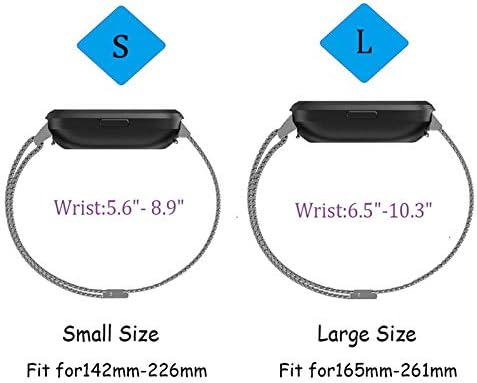 YUEJIAMEI е Съвместим с Fitbit Versa/Versa Lite/SE/Versa 2 Каишка За жени и мъже, каишка за часовник с вкара линия от Неръждаема Стомана, Регулируем Маншет за Fitbit Versa 2