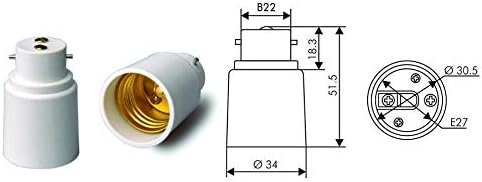 YiLighting - от B22 до E26/E27 Двухконтактный жак към Стандартен контакт Edison Крушка Адаптер Конвертор За led халогенна лампа КЛЛ Light (2 опаковки)