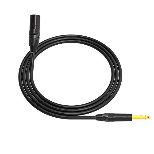 Четырехбалансный Микрофон кабел Canare L-4E6S Star | Конектор XLR 3-пинов на 1/4 инча TRS | Neutrik Gold | 1 Фут | Черен | Сглобена в