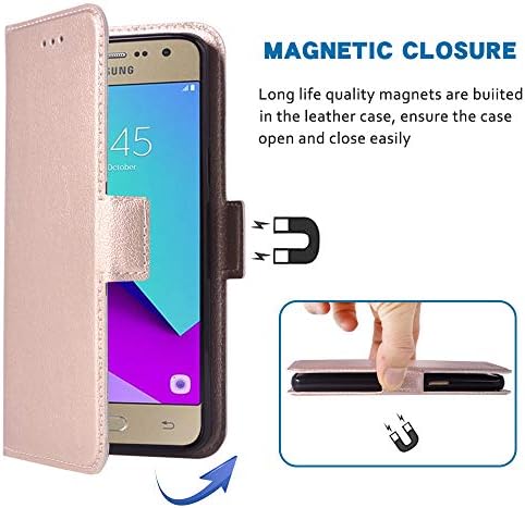 Съвместим с Samsung Galaxy Grand Prime J2 Prime Чанта-портфейл с панти капак-Фолио, отделения за кредитни карти, изкуствена кожа, Сверхпрочная