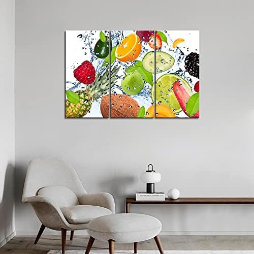 Пъстри Различни Плодове с Пръски Вода Стенни Художествена Рисувани Живопис Печат Върху Платно Снимки на Храна за Дома Украса