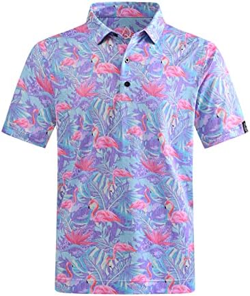 DEOLAX Мъжки Ризи за Голф Модни Хавайски, Абсорбиращи Влагата, Сухи Мъжки Ризи Поло С Къс Ръкав