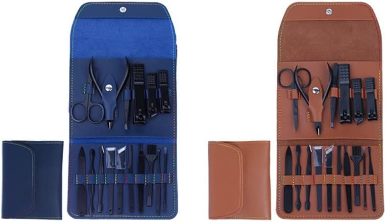 GENIGW Комплект клещи за нокти, 16 парчета, нокторезачки, Ножици за нокти, Сгъваема чанта-Инструмент за маникюр (Цвят: Бял-носи етикет