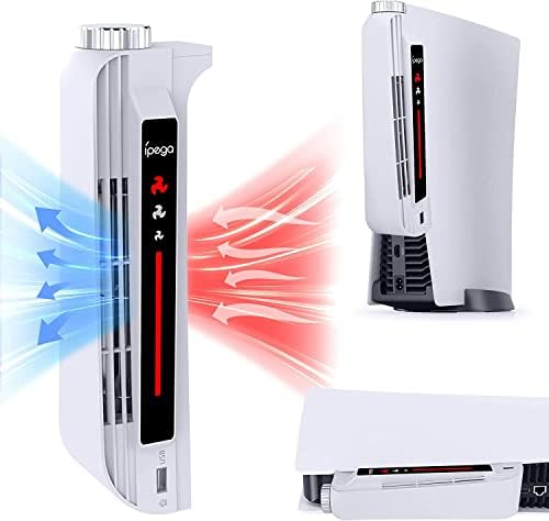 Linkstyle Обновен на вентилатора за охлаждане на PS5 за аксесоари PS5 с 3-степенна регулируема фен, led индикатор и USB-порт