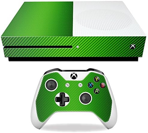 Корица MightySkins е Съвместим с Microsoft Xbox One S - Карбоновое влакна Lime | Защитно, здрава и уникална Vinyl стикер | Лесно се нанася,