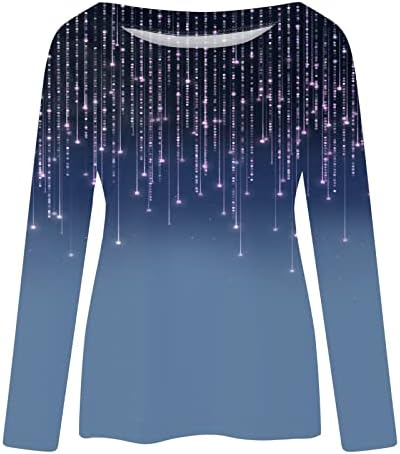 NOKMOPO / Модни Блузи за жени, Дамски Ежедневни Пуловер с дълъг ръкав и кръгло деколте и Модерен Принтом, Дамски Есенни Блузи