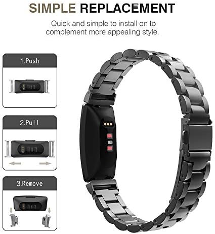 Каишка за часовник MoKo от неръждаема стомана, Съвместим с smart часовника Fitbit Inspire /Inspire HR, Разменени Гривна с метална