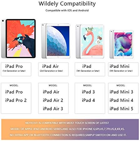 Стилус CLCCON за Apple iPad и iPhone, Капацитивен Акумулаторна Стилус за iPad Air 2,3 iPad Mini 3,4,5 iPad 3 и iPad 2018,2019