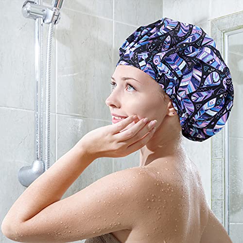 Луксозна Шапка за душ POZILAN за жени, Водоустойчиви Многократна употреба Шапки за душ С Пластове подплата от Мека коприна