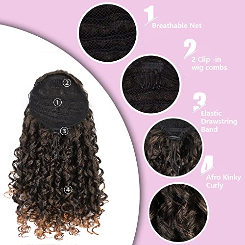 AISI BEAUTY Натрупване на Къдрава коса като конска опашка за черни жени, удължаване на коса във формата на конска опашка на експозиции, Смесен Кафява Къдрава опашка на е?