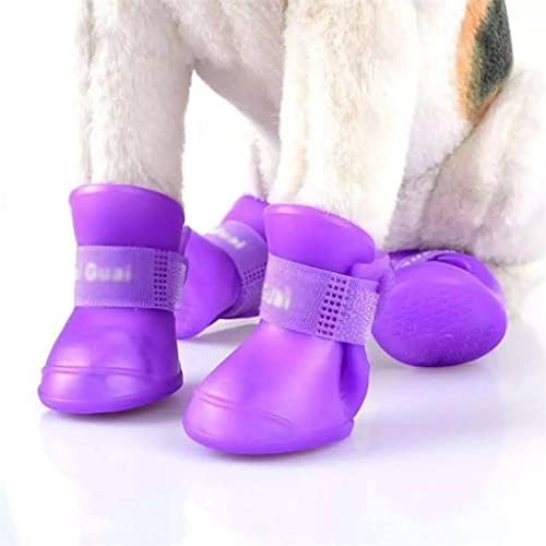 LEPSJGC 4 бр./компл. обувки за кучета и кученца, непромокаеми непромокаеми обувки за домашни любимци, устойчива на плъзгане еластична