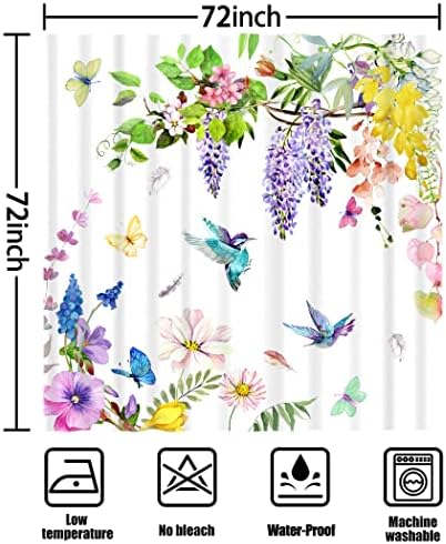 CYREKUD 72 x 72Завеса за Душ Колибри Пролетна Птица Цветен Комплект за Баня Винтажное Дърво Селска Фермерска Къща Пеперуда Начало