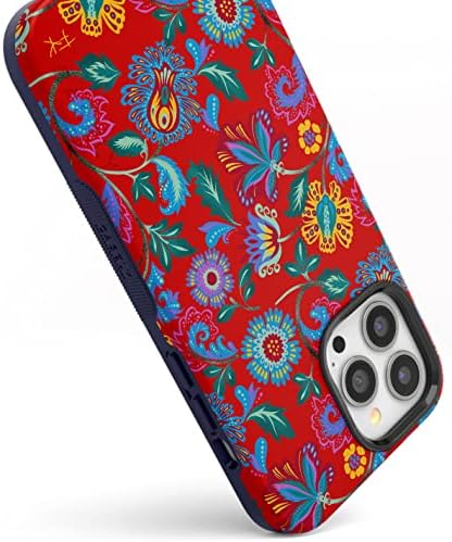 Стилен калъф за iPhone 13 Pro | е Съвместим с MagSafe | С боядисани цветя | Жена калъф с цветен модел от Фрида Kahlo
