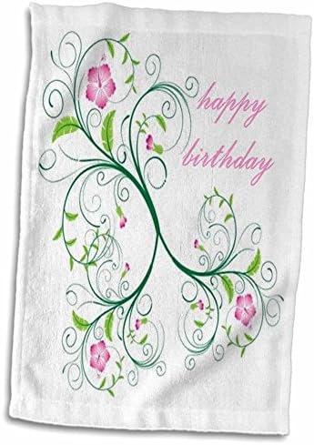 Салфетки 3dRose Доброто, бледо розово със зелени Завитком, С Надпис Happy Birthday - Кърпи (twl-62363-1)