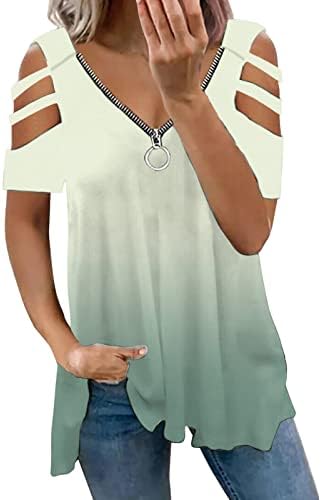 Тениска с дълъг ръкав Дамски Голяма Мода е Удобен Пуловер С Принтом с Цип Тениска С Къс Ръкав Топ Однотонная Риза