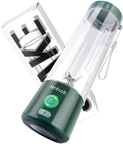 Преносим Пасатор с USB батерия, Пасатор Hotsch персонален размер за коктейли и шейкове, Мощна режещата способност с шест остриета, чаша-сокоизстисквачка