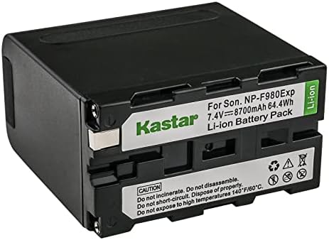 Батерия Kastar NP-F980EXP в комплект от 3 теми и двойно-бързо зарядно устройство CH04, съвместим с камера Sony PLM-A55 Q002-HDR1 UPX-2000 NEX-EA50M