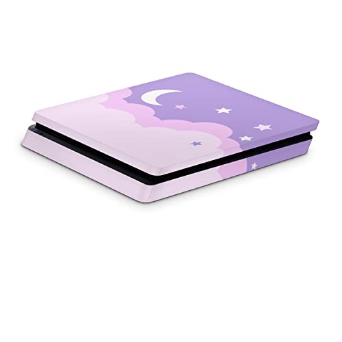 ZOOMHITSKINS PS4 Тънка кожа, съвместим с Playstation 4 Тънък Лунен Пастелно лилаво-розово Kawaii Аниме Изчислителни Звезди, тънка кожа за