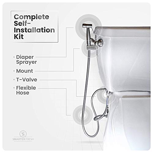 Лесен за инсталиране спрей филтър памперси за тоалетна – Луксозна ръчна дюза за биде – Многофункционален миксер за тоалетна с по-прости