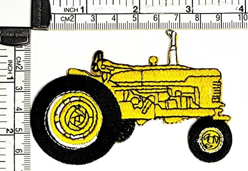 Kleenplus Жълт Трактор Карикатура Кръпка Стикер Занаят Петна САМ Бродирана Апликация Шият Желязо на Кръпка Емблемата на Облекло Костюм Аксесоар За Шиене