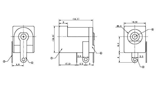 E-изключителен 5ШТ Закрепване на платката DC005 5,5 x 2,1 мм Женски 3-пинов Конектор за захранване dc Конектор Jack Plug