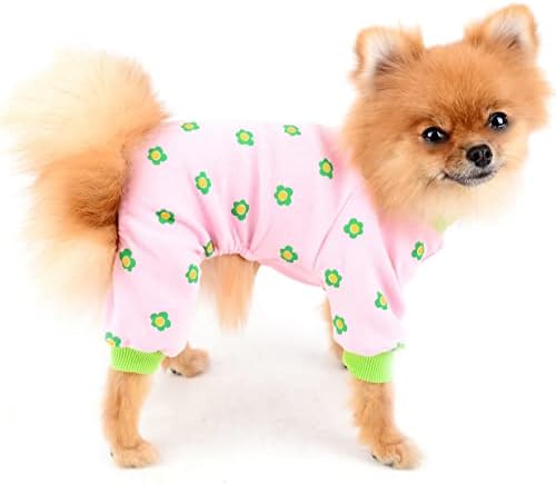 Пижами за кучета PAIDEFUL с четири Крака, Пижами с Цветя за Малки Кучета, Сладък Котки, Момчета, Момичета, Топъл, Комбинезони, Облекла за Кученца Чихуахуа за Пролет-Есен,