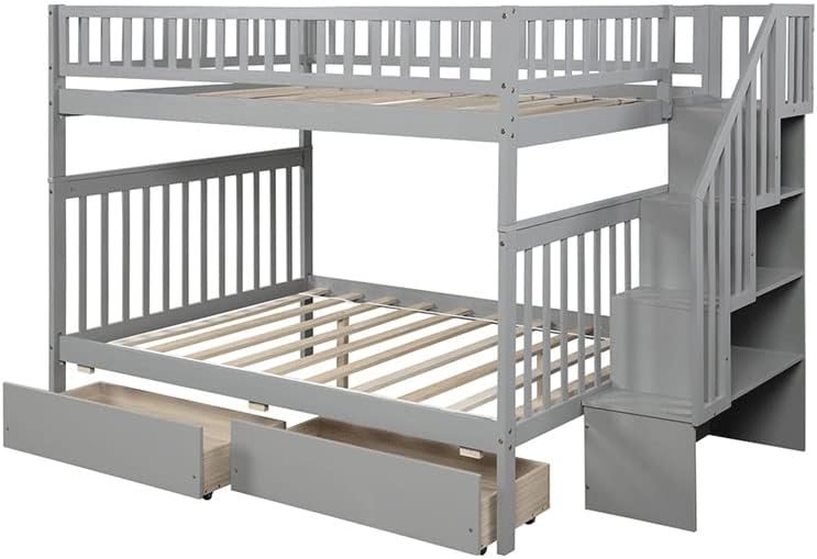 n / a пълен размер двуетажно легло с Две чекмеджета и място за съхранение на нещата (Цвят: екрю)