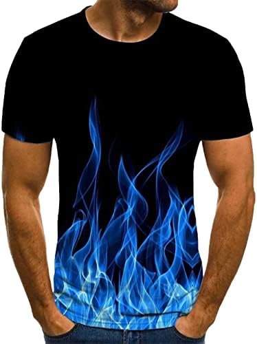 Мъжки Летни Тениски, Новост, Тениски С 3D Модел, Забавни Тениски с изображението на Пламък, Стръмни Върхове с къс Ръкав,